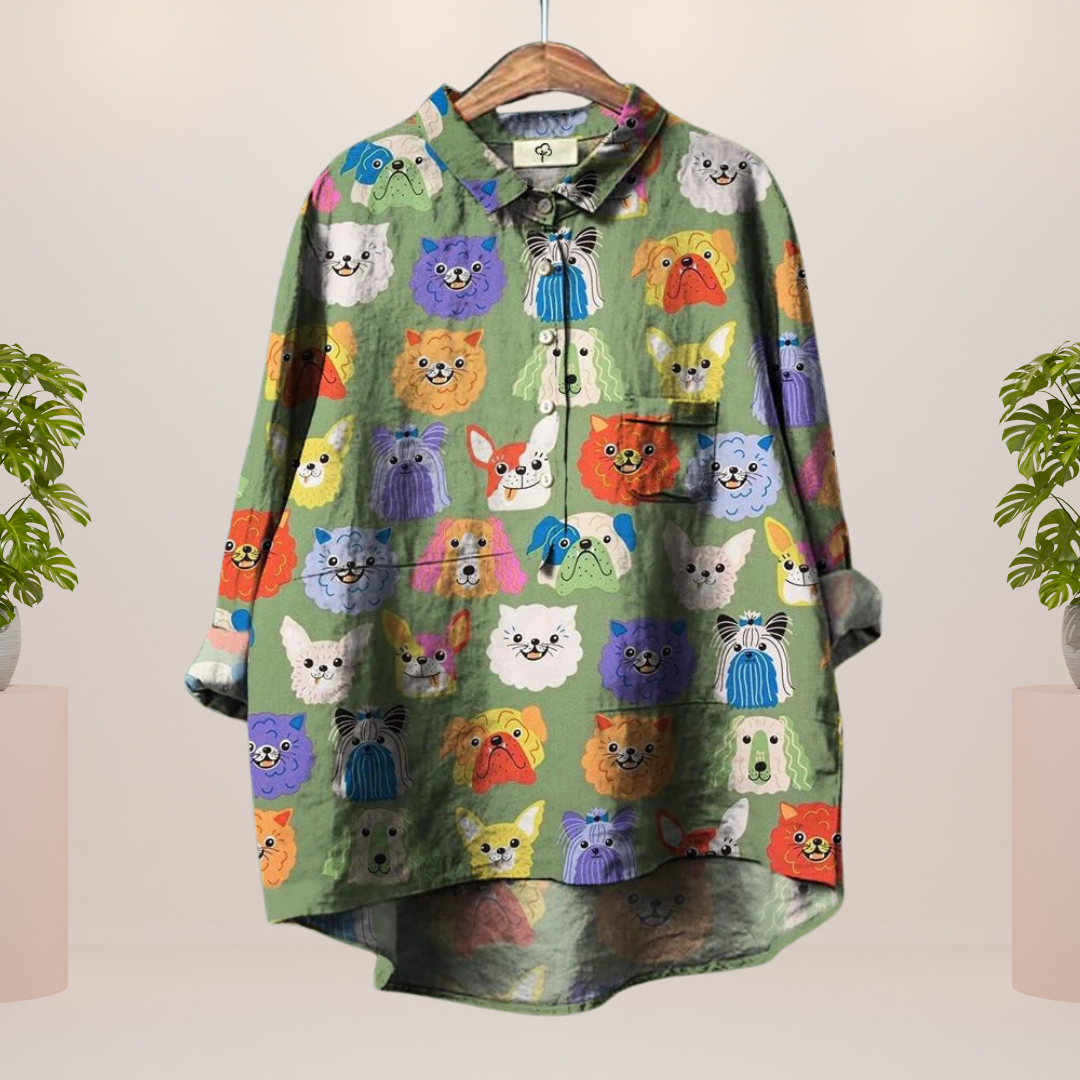 Isabella - Exclusive women's shirt with dog print