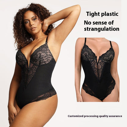Leonora Deep-V Lace Shapewear Bodysuit