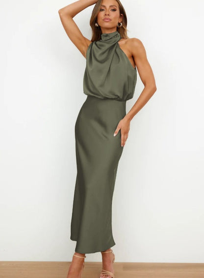 Katie™ | Glamorous Satin Halterneck Dress
