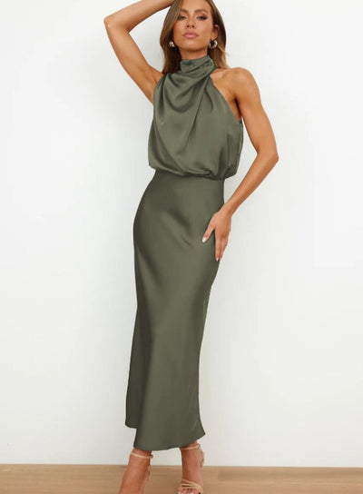 Katie™ | Glamorous Satin Halterneck Dress
