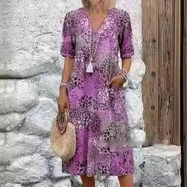 Hilary | Vibrant mid-length dress