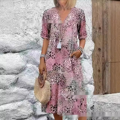 Hilary | Vibrant mid-length dress