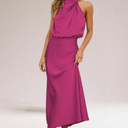 Katie™ | Glamorous Satin Halterneck Dress