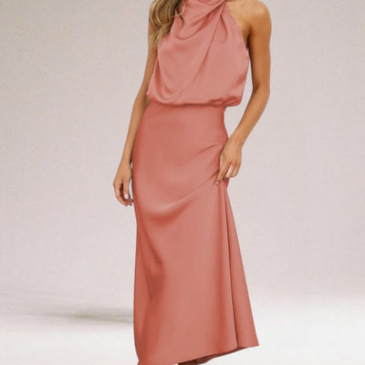 Katie™ | Glamorous Satin Halterneck Dress