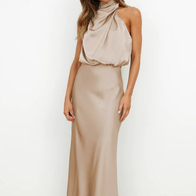 Katie™ | Glamorous Satin Halterneck Dress