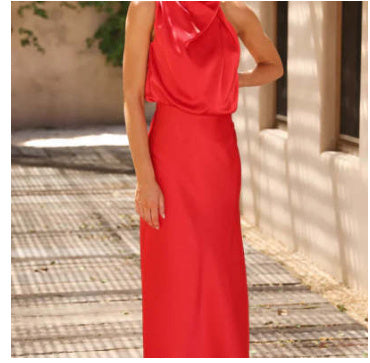 Katie™ | Glamorous Satin Halterneck Dress