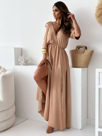 Elegant Sexy V-neck dress with side slit for women