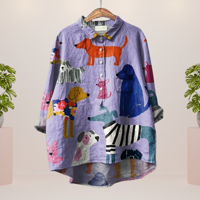 Isabella - Exclusive women's shirt with dog print