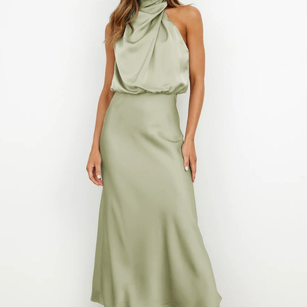 Katie™ | Glamorous Satin Halterneck Dress
