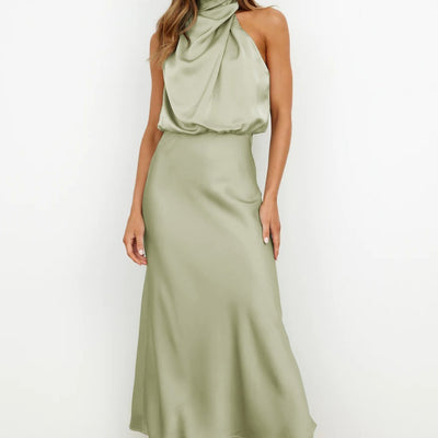 Katie™ | Glamorous Satin Halterneck Dress