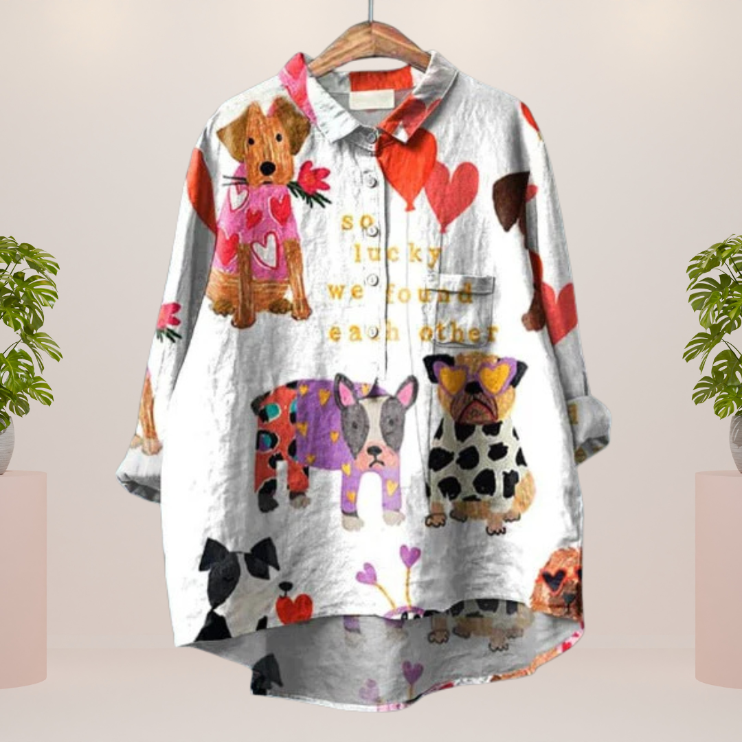 Isabella - Exclusive women's shirt with dog print