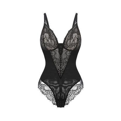 Leonora Deep-V Lace Shapewear Bodysuit
