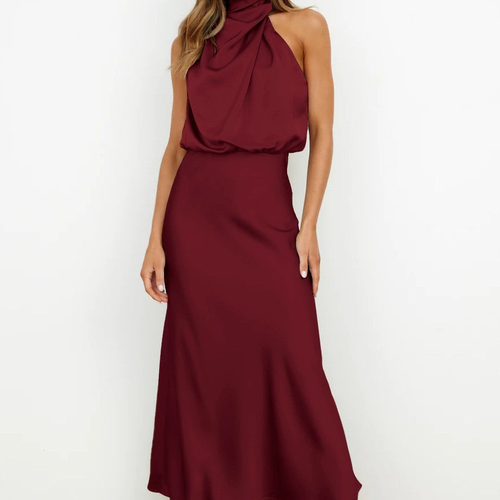 Katie™ | Glamorous Satin Halterneck Dress